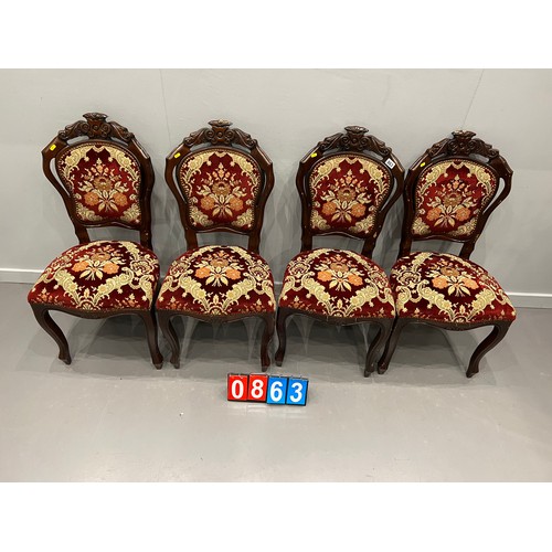 863 - 4x Victorian style carved back dining chairs