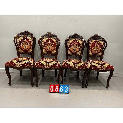 863 - 4x Victorian style carved back dining chairs