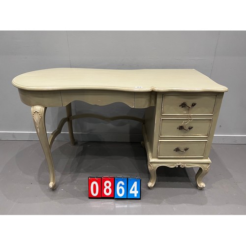 864 - French ladies desk with drawers on snail feet