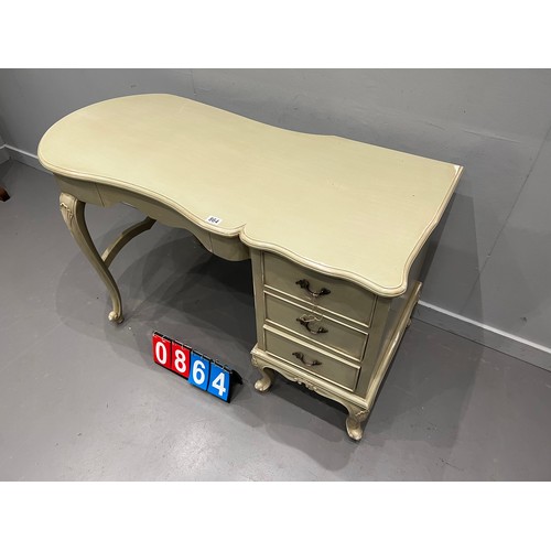 864 - French ladies desk with drawers on snail feet