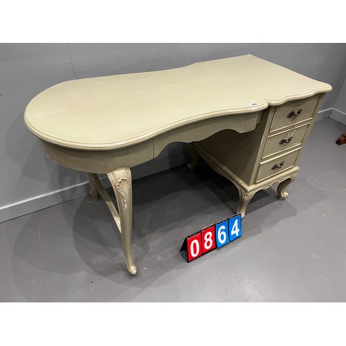 864 - French ladies desk with drawers on snail feet