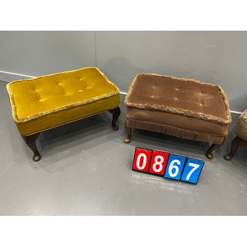 867 - 3 Vintage footstools on queen anne legs