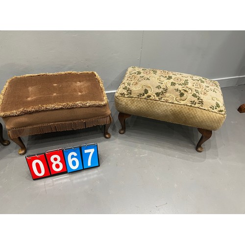 867 - 3 Vintage footstools on queen anne legs