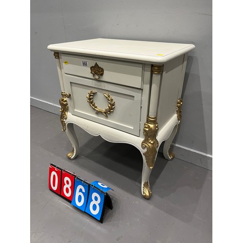 868 - French style gold & white painted cupboard/draw