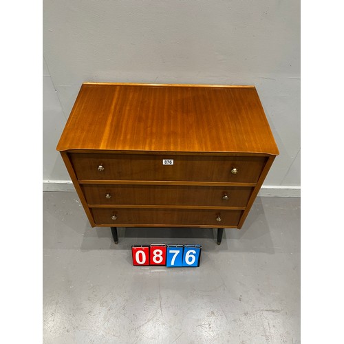 876 - Mid century teak 3 drawer chest nice size