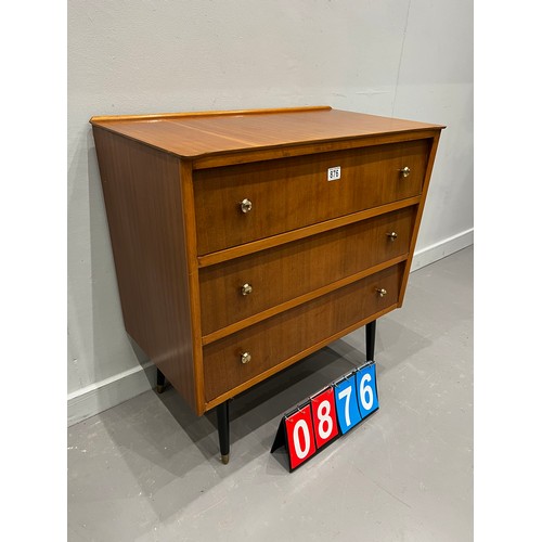 876 - Mid century teak 3 drawer chest nice size