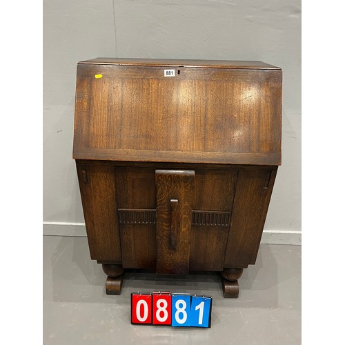 881 - Deco style oak bureau