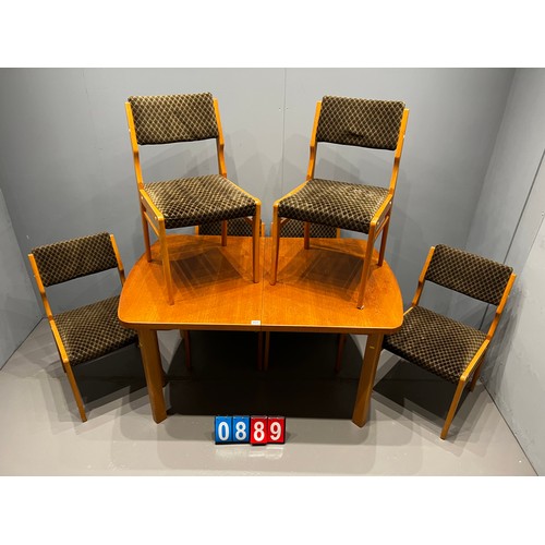 889 - Mid century teak table + 6 chairs