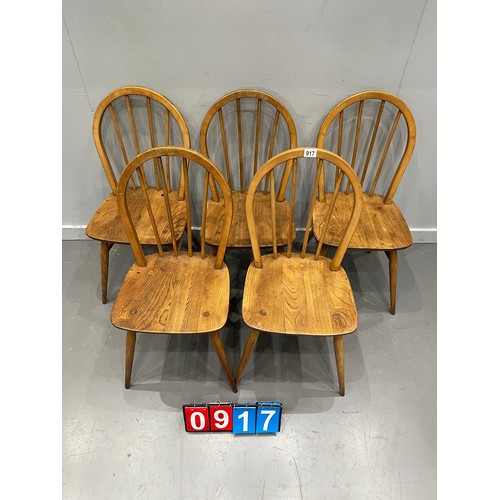 917 - 5 Blonde ercol hoop back chairs