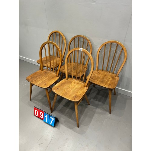 917 - 5 Blonde ercol hoop back chairs