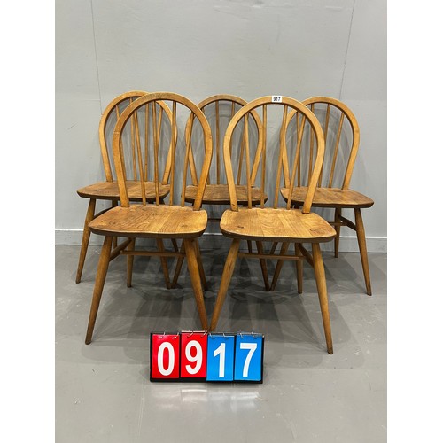 917 - 5 Blonde ercol hoop back chairs