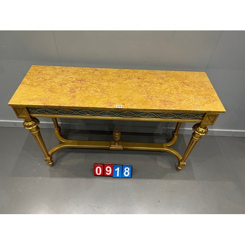 918 - Gilt marble top console/hall table
H 34” W 55” D 18”