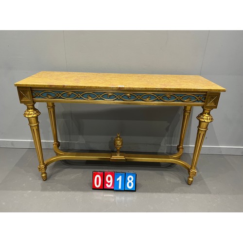 918 - Gilt marble top console/hall table
H 34” W 55” D 18”