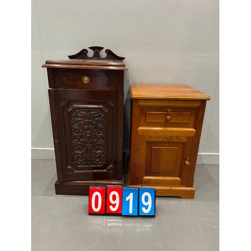 919 - Victorian design Carved pot cupboard +bedside cabinet