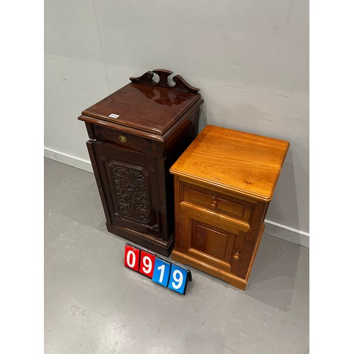 919 - Victorian design Carved pot cupboard +bedside cabinet