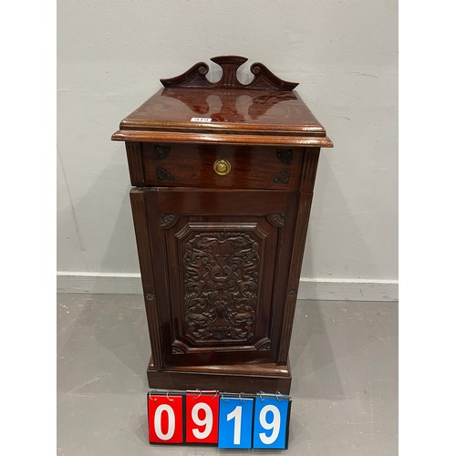 919 - Victorian design Carved pot cupboard +bedside cabinet