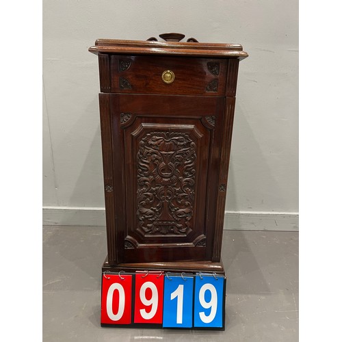 919 - Victorian design Carved pot cupboard +bedside cabinet