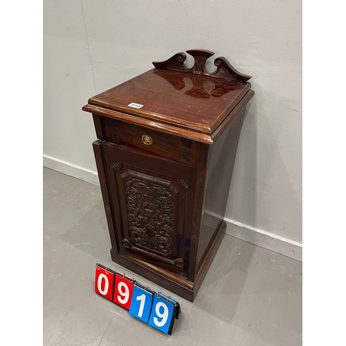 919 - Victorian design Carved pot cupboard +bedside cabinet