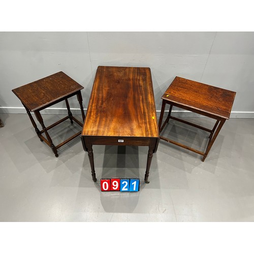 921 - Edwardian mahogany inlaid pembroke table + 2 side tables