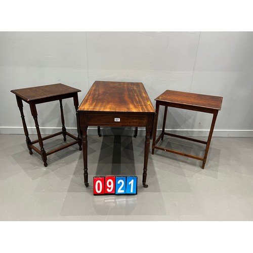 921 - Edwardian mahogany inlaid pembroke table + 2 side tables