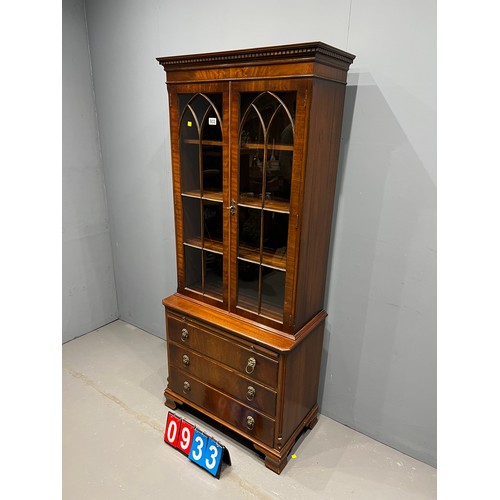 933 - Beven & funnel display cabinet/bookcase with drawers