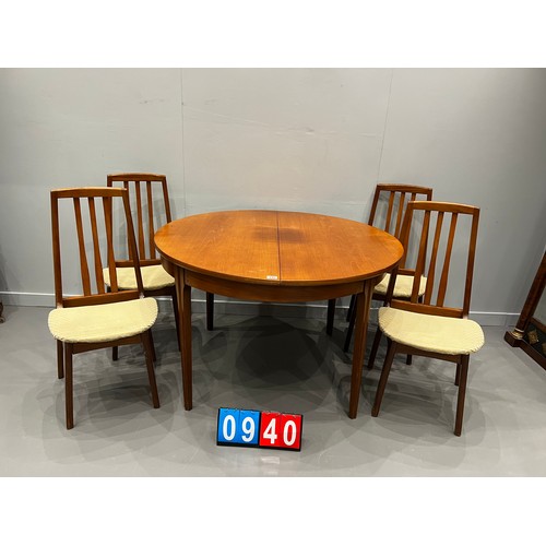 940 - Sutcliffe of todmordon 's' form mid century table + 4 chairs