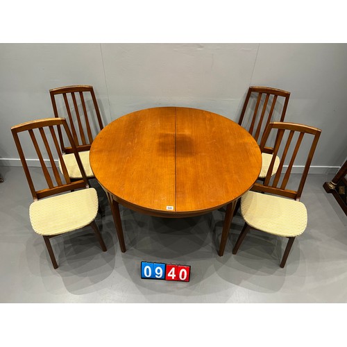 940 - Sutcliffe of todmordon 's' form mid century table + 4 chairs