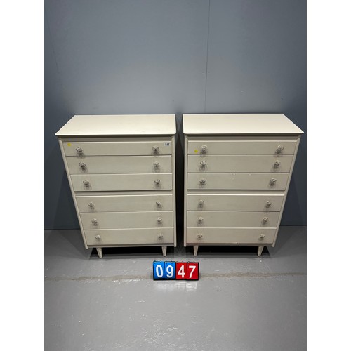 947 - Pair of painted shabby chique chest of drawers