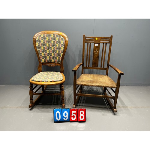 958 - Arts & crafts rocking chair + rocking chair