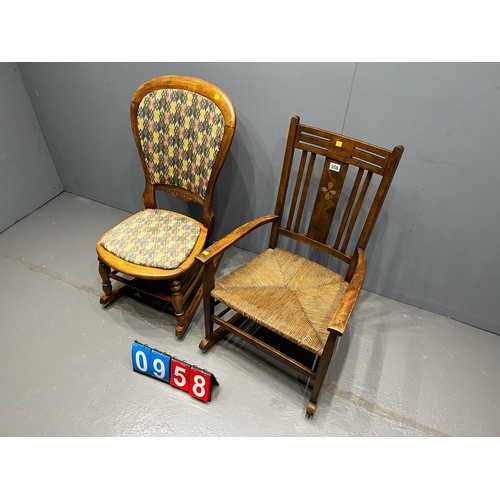 958 - Arts & crafts rocking chair + rocking chair