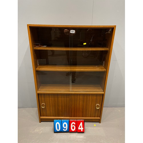 964 - Mid century teak sliding door bookcase