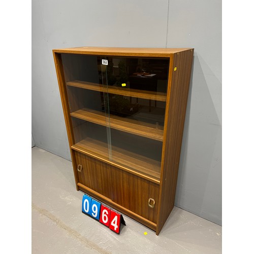 964 - Mid century teak sliding door bookcase