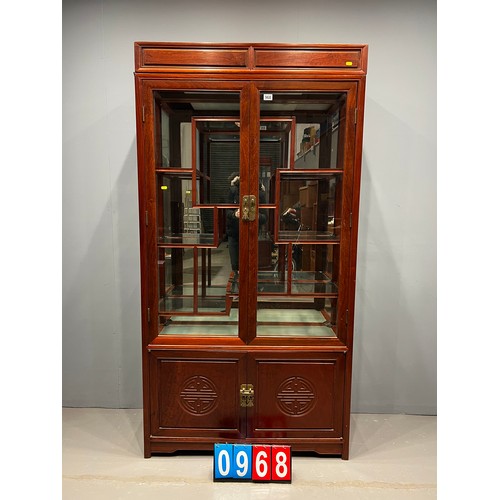 968 - Oriental multi glass shelves display cabinet impressive