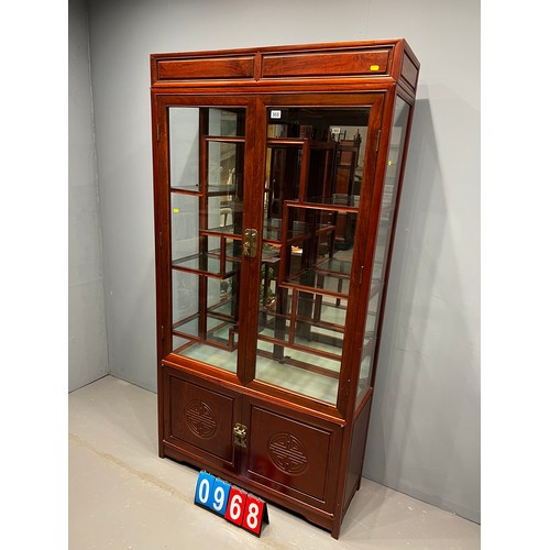 968 - Oriental multi glass shelves display cabinet impressive