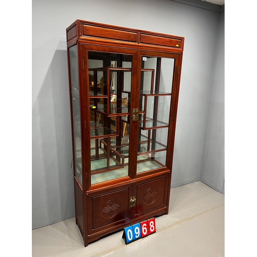 968 - Oriental multi glass shelves display cabinet impressive