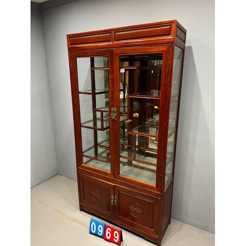 969 - Oriental multi glass shelves display cabinet impressive