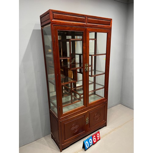 969 - Oriental multi glass shelves display cabinet impressive