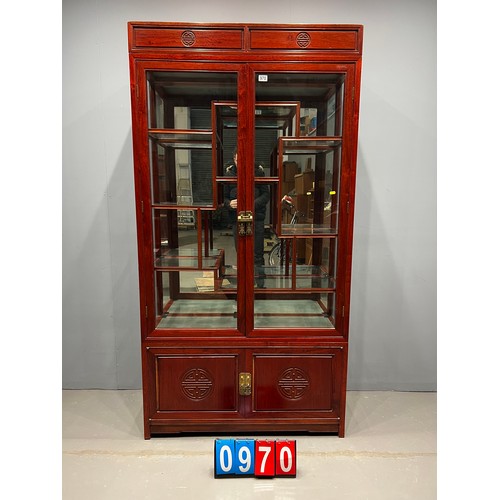 970 - Oriental multi glass shelves display cabinet impressive