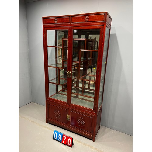 970 - Oriental multi glass shelves display cabinet impressive