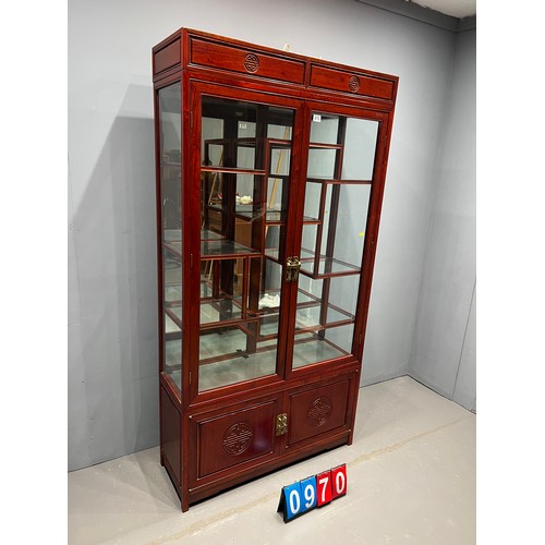 970 - Oriental multi glass shelves display cabinet impressive