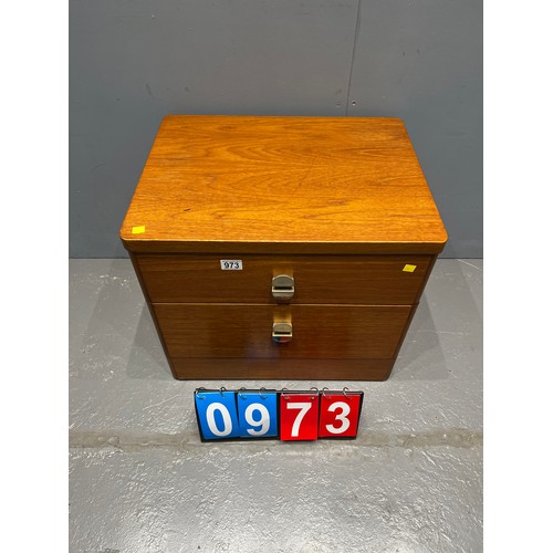 973 - Small teak stag chest/bedside table