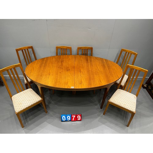 979 - Sutcliffe of todmordon 's' form mid century dining table + 6 chairs