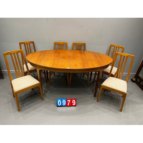 979 - Sutcliffe of todmordon 's' form mid century dining table + 6 chairs