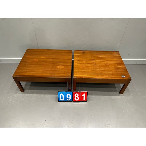 981 - Pair of danish style teak mid century side tables