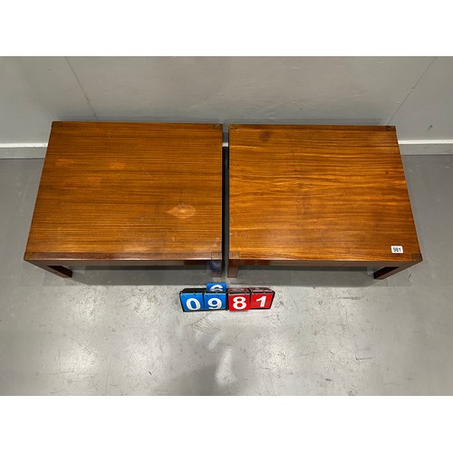 981 - Pair of danish style teak mid century side tables