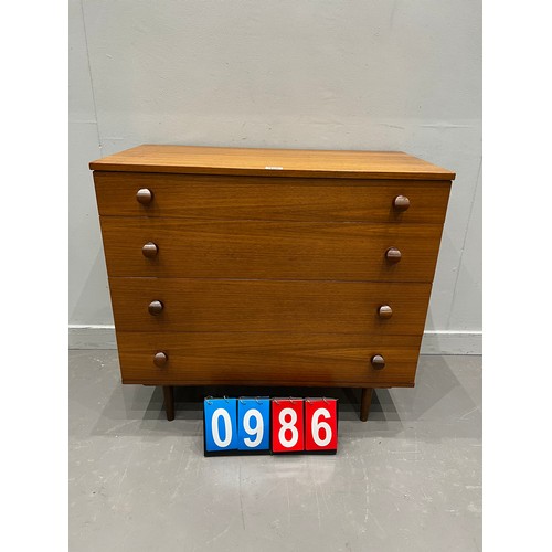 986 - Mid century teak chest of 4 drawers by avalon