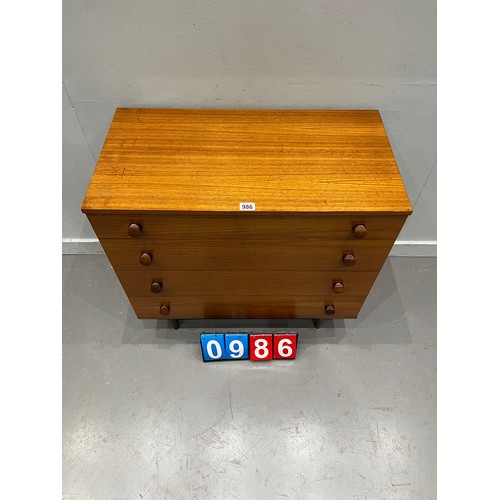 986 - Mid century teak chest of 4 drawers by avalon