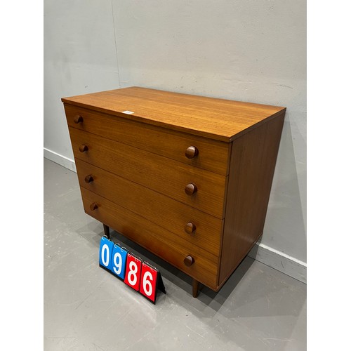 986 - Mid century teak chest of 4 drawers by avalon