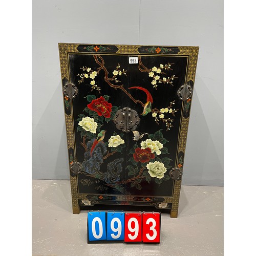 993 - Vintage oriental black lacquered cabinet