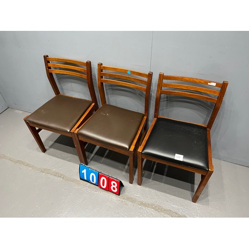 1008 - 3 Mid century teak chairs